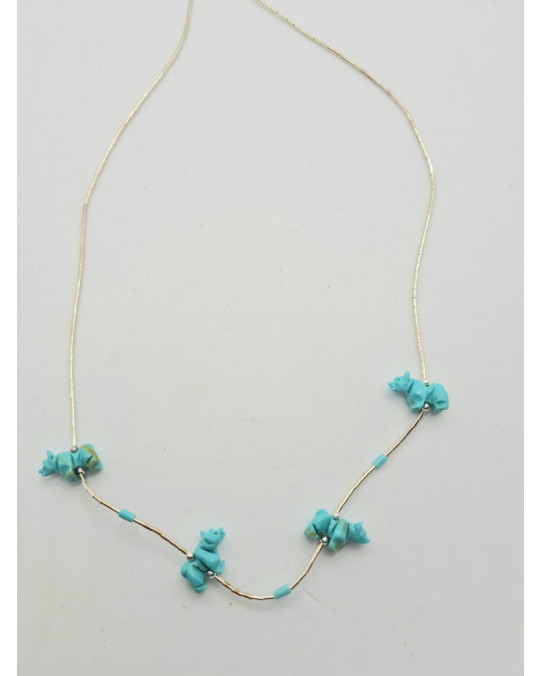 Kurze Liquid Silver Kette "4 Bears"