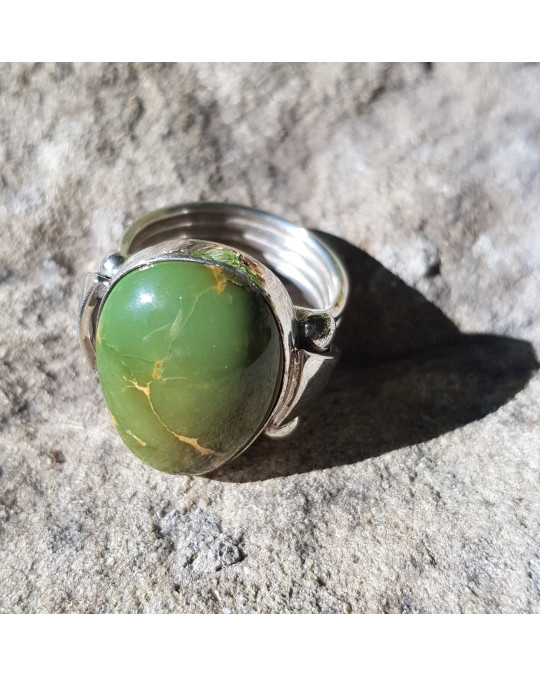 Damen-Herren Ring mit grossem, grünem Türkis